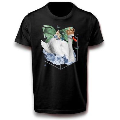 Absurde Natur Realistisches Schwan König Entenvögel Gänse T-Shirt Baumwolle Spaß Fun