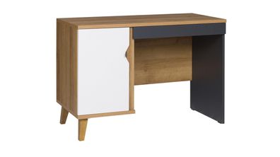 FURNIX Schreibtisch MEMIS 110 cm PC-Tisch Arbeitstisch Eiche/ Weiß + Graphit