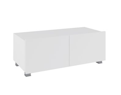FURNIX Lowboard PUNE 100 TV-Schrank für Wohnzimmer Weiß/ Weiß Glanz