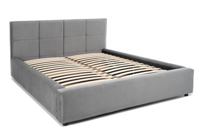 Furnix Polsterbett NEZO mit Bettkasten 180x200 cm Doppelbett KR15 Grau