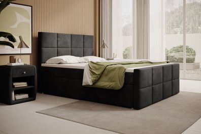 FURNIX Lillien Bett 180/200 cm mit einem Container ohne Matratze schwarz 16