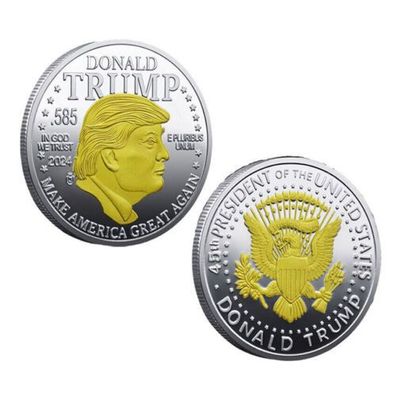 Donald Trump Medaille 2024 Amerika Gold + Silber Plated (TM05246)