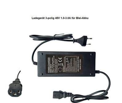 Akku Ladegerät Netzteil Adapter 48V 1.0A 3.0A 3-Polig Blei-Säure Batterie charger