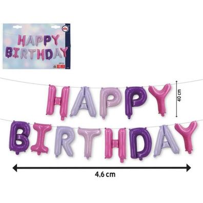 Folienballon "Happy Birthday" - Mädchen