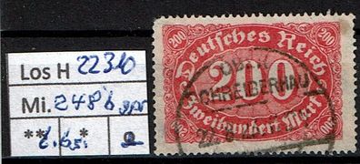 Los H22310: Deutsches Reich Mi. 248 b, gest., gepr. INFLA (Winkler BPP)