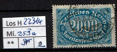 Los H22314: Deutsches Reich Mi. 253 a gest., gepr. INFLA