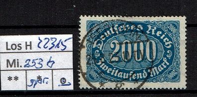 Los H22315: Deutsches Reich Mi. 253 b, gest., gepr. INFLA