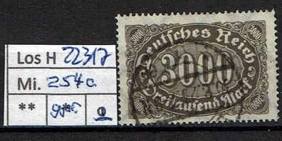 Los H22317: Deutsches Reich Mi. 254 c, gest., gepr. INFLA