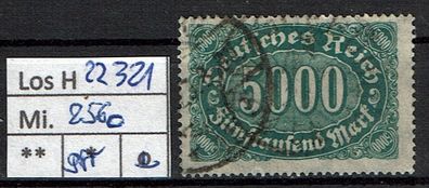 Los H22321: Deutsches Reich Mi. 256 c, gest., gepr. INFLA