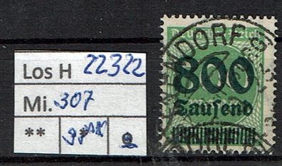 Los H22322: Deutsches Reich Mi. 307, gest., gepr. INFLA (Schulze)