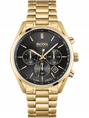 HUGO BOSS Champion 1513848 Gold Herrenuhr 44mm NEU Schwarz Uhr