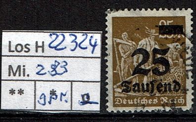 Los H22324: Deutsches Reich Mi. 283, gest., gepr. INFLA