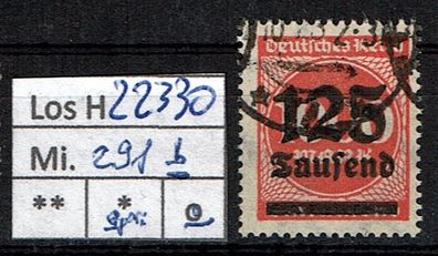 Los H22330: Deutsches Reich Mi. 291 b, gest., gepr. INFLA