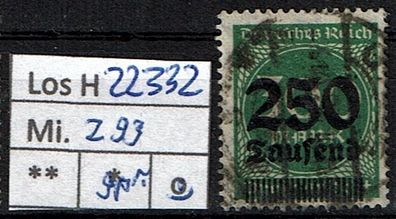 Los H22332: Deutsches Reich Mi. 293, gest., gepr. INFLA