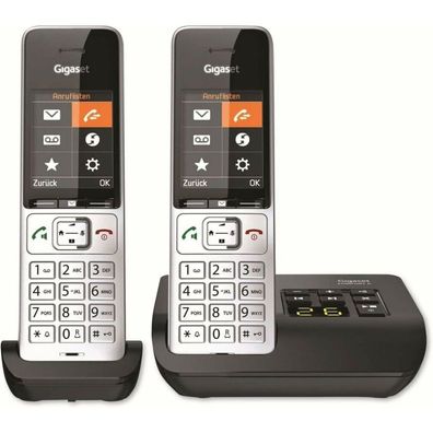 Gigaset Comfort 500A duo Schnurlostelefon-Set mit Anrufbeantworter schwarz-silber