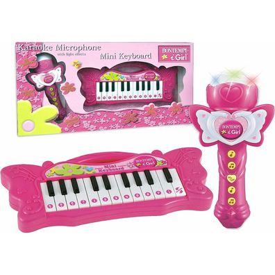 Bontempi Mini Butterfly Keyboard mit Karaoke-Mikrofon - Pink