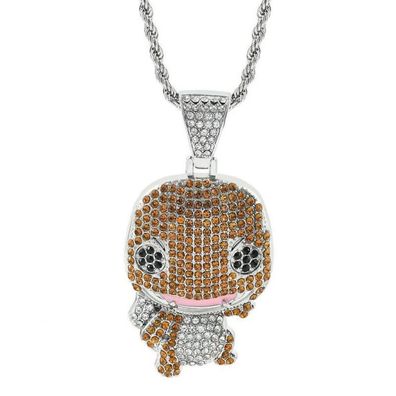 Glumanda Schmuck Halskette in Silber - Hip Hop Game Halsketten mit Zirkoniakristallen