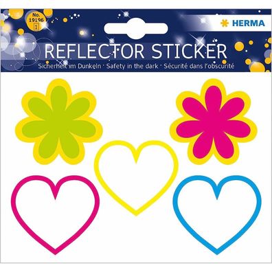 5 HERMA reflektierende Aufkleber Blumen und Herzen