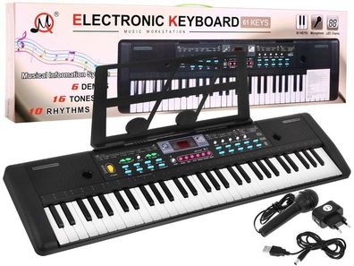Keyboard für Kinder ab 5 Jahren, Notenständer, Mikrofon + bunte Tasten – Modell ...