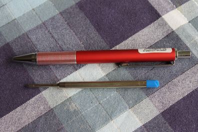 Kugelschreiber Cartagena; silber/ rot; Vollmetall - Kuli + Großraum Gratismine extra