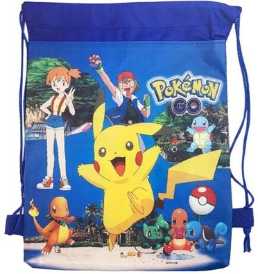 Blaue Kinder Pokemon Go Schulbeutel - Pikachu Turnbeutel Sporttaschen Sportbeuteln