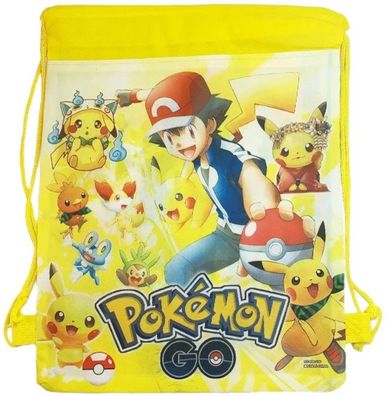 Gelbe Kinder Pokemon Go Schulbeutel - Pikachu Turnbeutel Sporttaschen Sportbeuteln