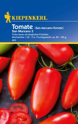 Tomate San Marzano 2, frühe Sorte, längliche Früchte, intensives rot, ...