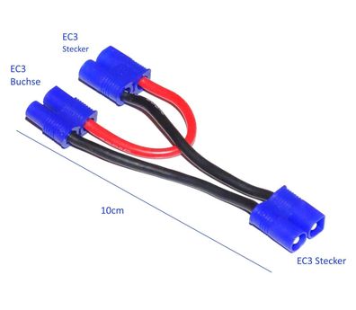 Modelcraft EC3 Lipo Batterie Silikon Kabel 14AWG Reihenschaltung Spannung verdop