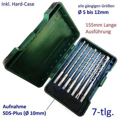 SDS Plus Stein Bohrer Set 5mm 6mm 8mm 10mm 12mm 7tlg. ink. Hard Case