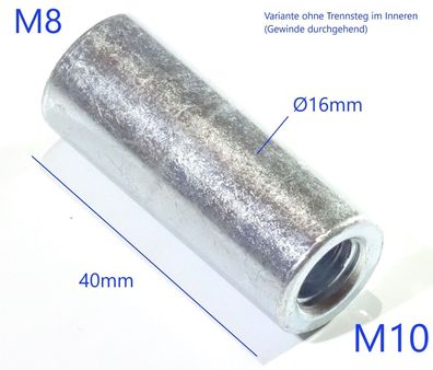 Innen M10 auf Innen M8 Gewinde Adapter Muffe metrisch