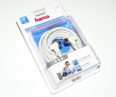 Hama HD Satelliten Receiver Kabel 90° Winkel Stecker auf Stecker 5 Meter vergold