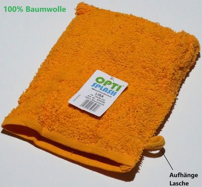 100% Baumwolle Waschhandschuh Waschlappen 15x20cm , orange (Gr. 15 cm x 20 cm)