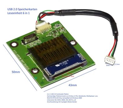 PC Modul Speicherkarte Leseeinheit SD Karte Adapter SD, SDHC, MMC, MS, MS Pro, xD