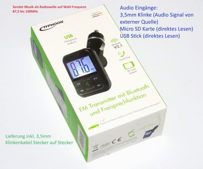 Typhoon Micro SD-Karte MP3 Mp4 FM Radio Sender Frequenz 87,5 - 108MHz