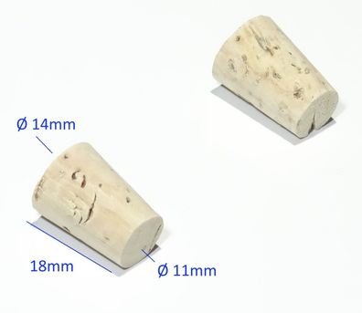 2x Natur Echt Korken 18mm lang konusförmig Ø 11 bis 14mm