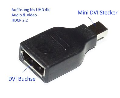 4K Adapter Display Port Buchse auf Mini Display Port Stecker