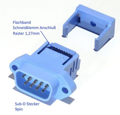 D Sub Stecker 9Pin mit Schneidklemm Anschluß für Flachband Kabel Flachkabel