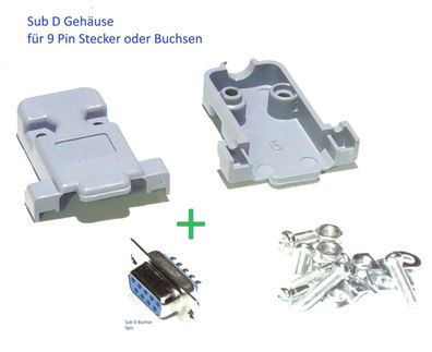 D Sub Gehäuse inkl. 9Pin Buchse mit Lötkelch Anschluß