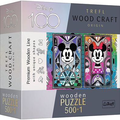Trefl 20182 Wood Craft 100 Jahre Disney Mickey & Minnie 500 + 1 Teile Holzpuzzle