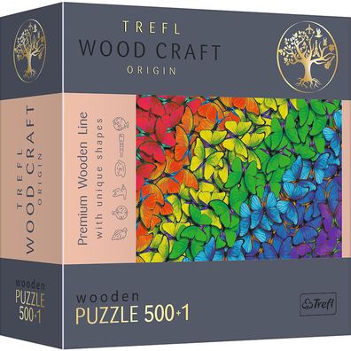 Trefl 20159 Wood Craft Regenbogen Schmetterlinge 500 + 1 Teile Puzzle