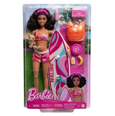 Mattel - Barbie Beach Surfer Brunette Doll / from Assort - Zustand: A+