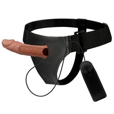 Strap-on für Männer mit Platz für einen Penis. Erotisches Gadget mit Vibrationen.