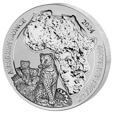 Silbermünze 999/1000 - Ruanda 2024 1oz - African Leopard - Stempelglanz