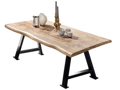 TABLES&Co Tisch 180x90 Mangoholz Natur Metall Schwarz