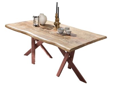 TABLES&CO Tisch 200x100 Mangoholz Natur Metall Braun