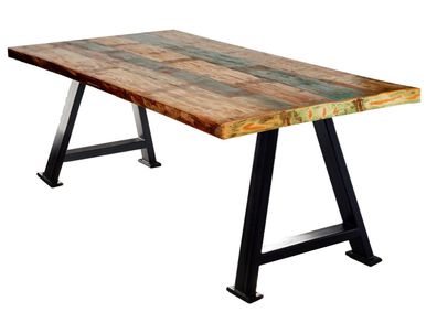 TABLES&CO Tisch 220x100 Altholz Bunt Metall Schwarz