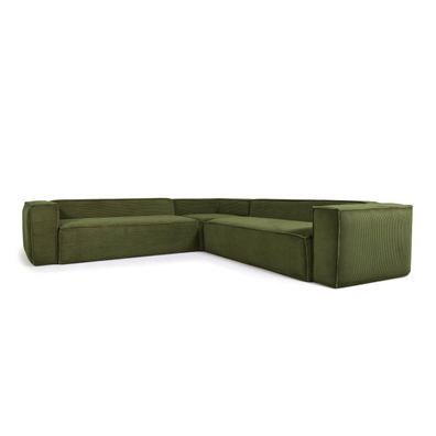 Ecksofa Blok 6-Sitzer dicker Cord grün 320 x 320 cm
