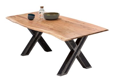 TABLES&Co Tisch 160x85 Akazie Natur Metall Schwarz