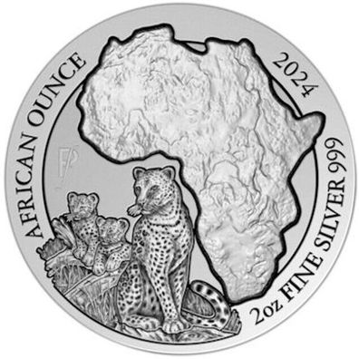 Silbermünze 999/1000 - Ruanda 2024 2oz - African Leopard - Stempelglanz