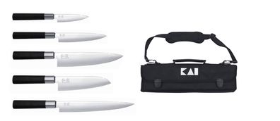 Kai Wasabi Black Messerset 6-tlg. Küchenmesser-Set Profi Küchenmesser Edelstahl